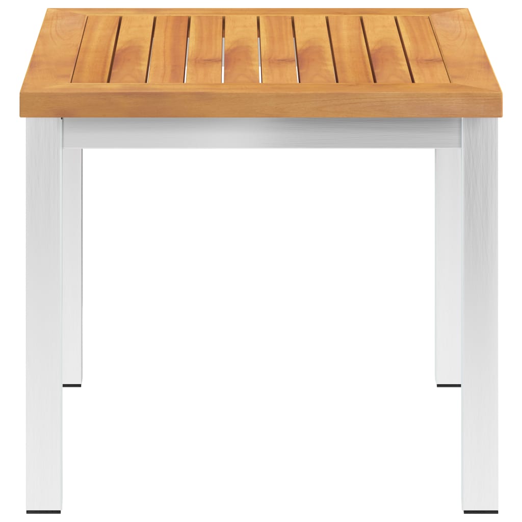 Garden Side Table 45x45x38 cm Solid Acacia Wood and Stainless Steel
