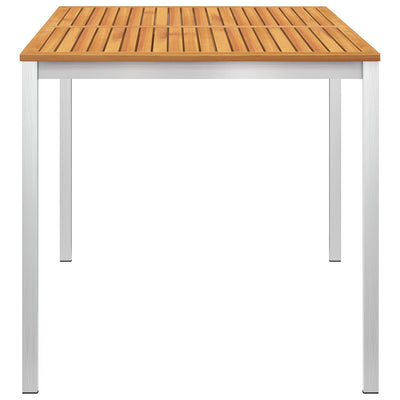 Garden Dining Table 140x80x75 cm Solid Acacia Wood and Stainless Steel