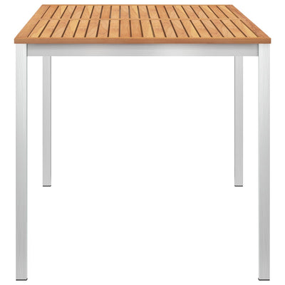 Garden Dining Table 140x80x75 cm Solid Teak Wood and Stainless Steel