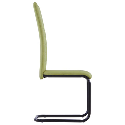 Cantilever Dining Chairs 6 pcs Green Fabric