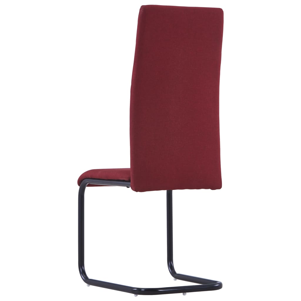 Cantilever Dining Chairs 6 pcs Wine Fabric