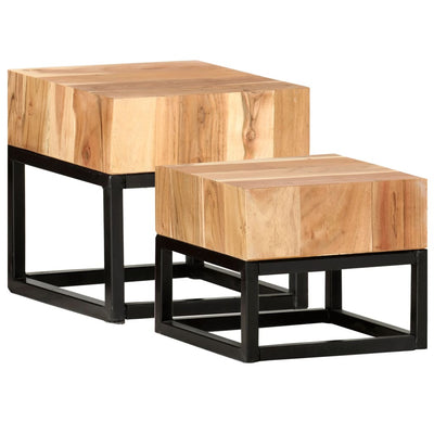 vidaXL Side Tables 2 pcs Solid Acacia Wood - House of Isabella AU