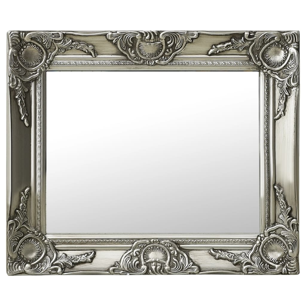 Wall Mirror Baroque Style 50x40 cm Silver
