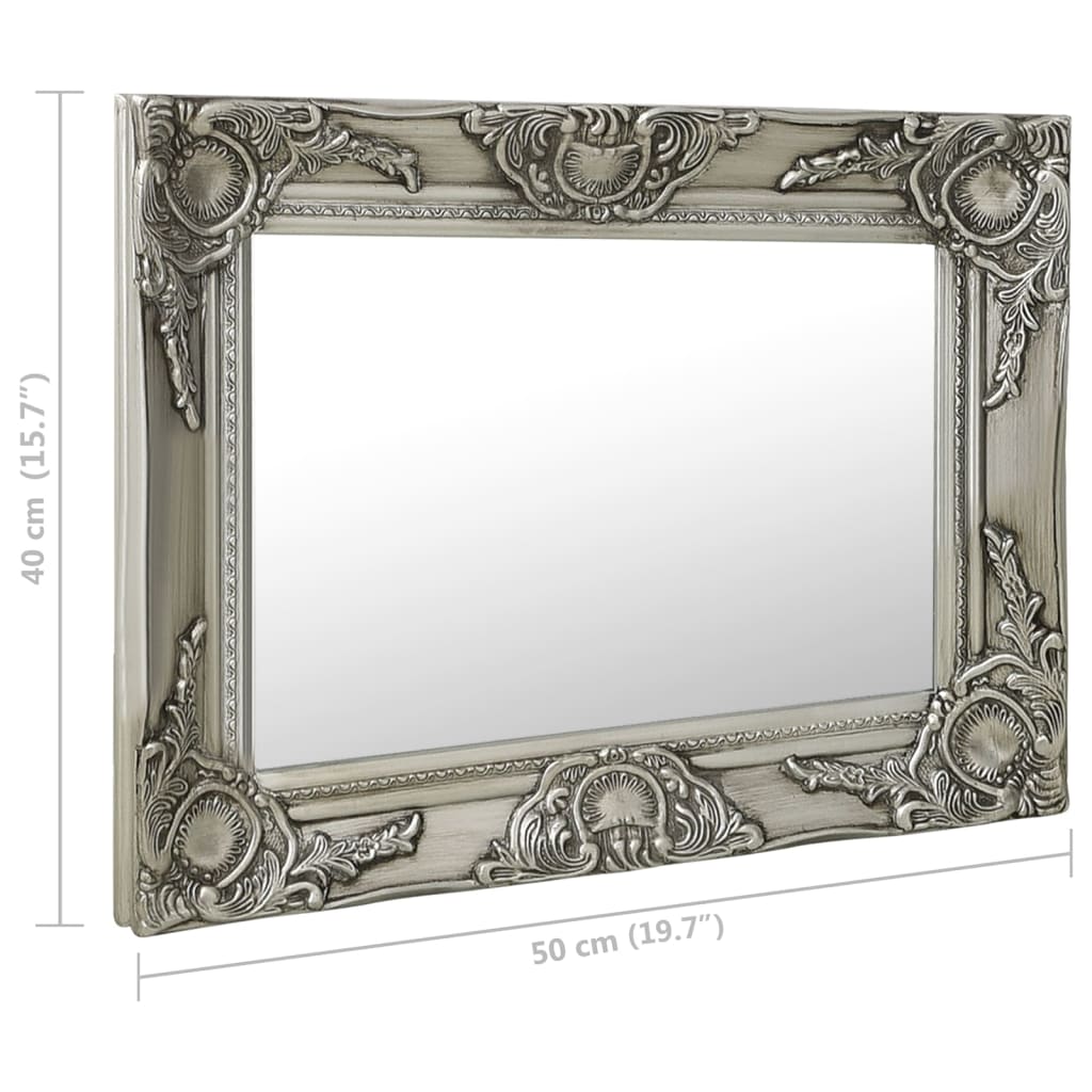 Wall Mirror Baroque Style 50x40 cm Silver