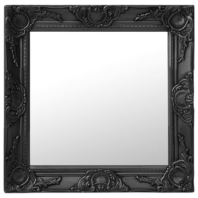 Wall Mirror Baroque Style 50x50 cm Black