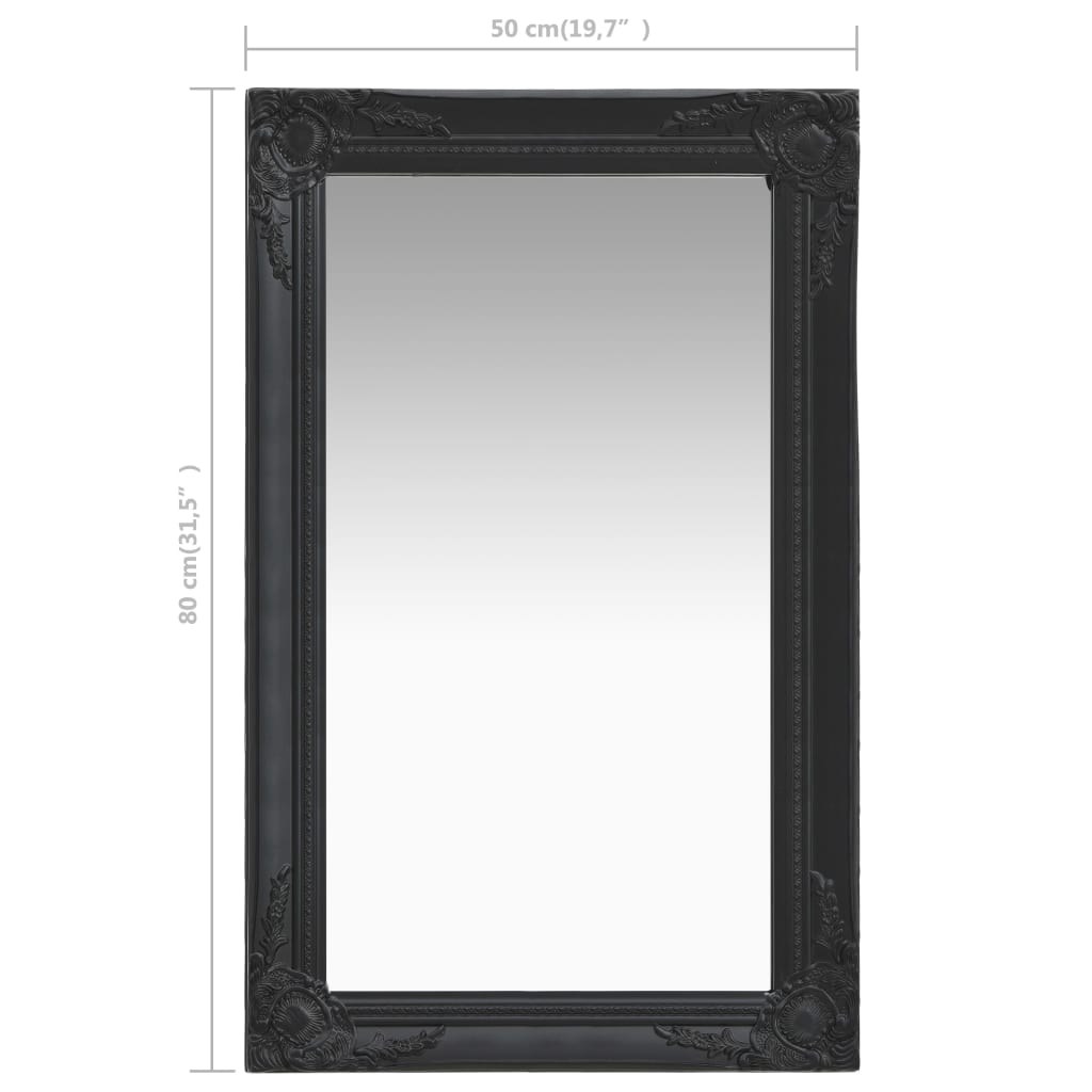 Wall Mirror Baroque Style 50x80 cm Black