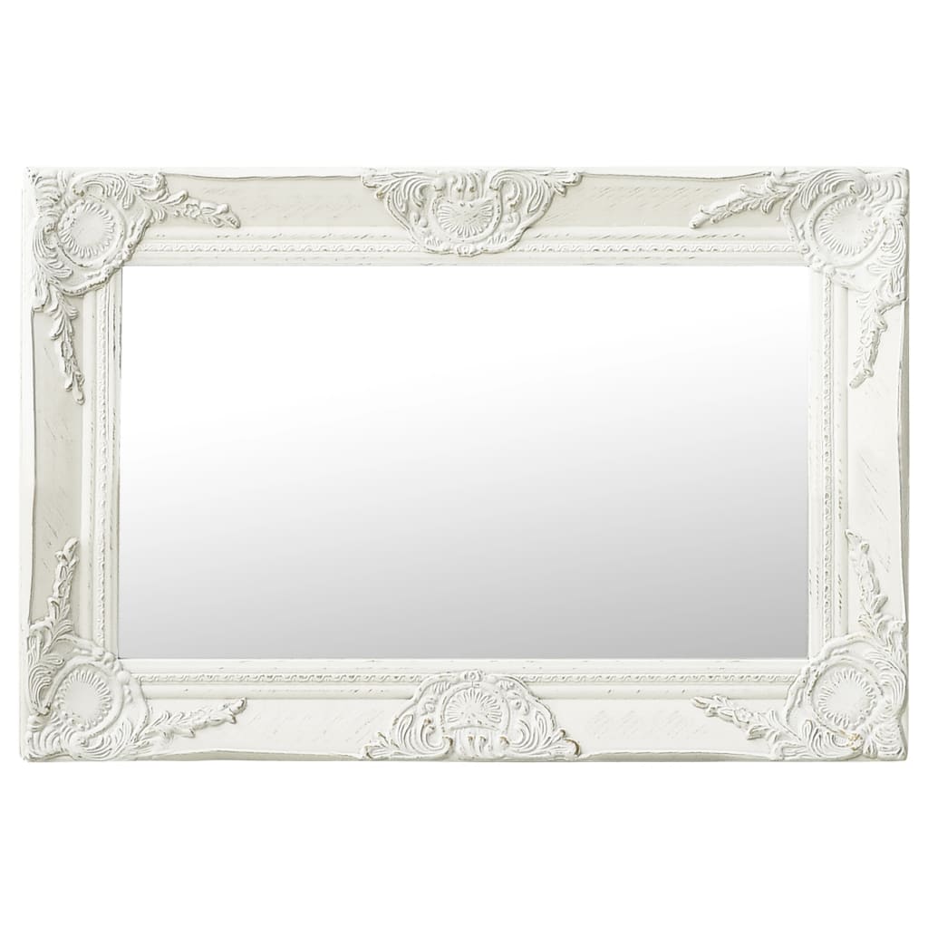 Wall Mirror Baroque Style 60x40 cm White