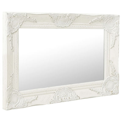 Wall Mirror Baroque Style 60x40 cm White