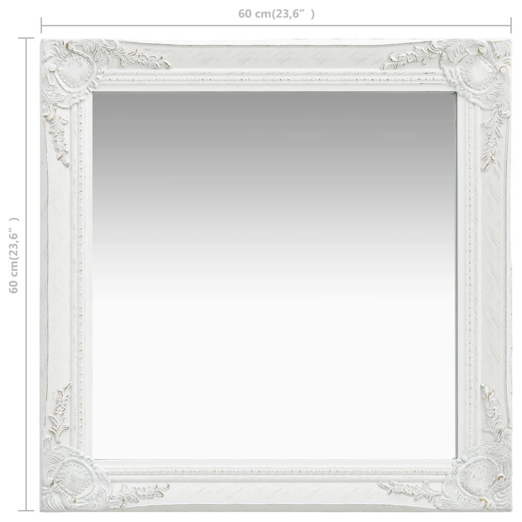 Wall Mirror Baroque Style 60x60 cm White