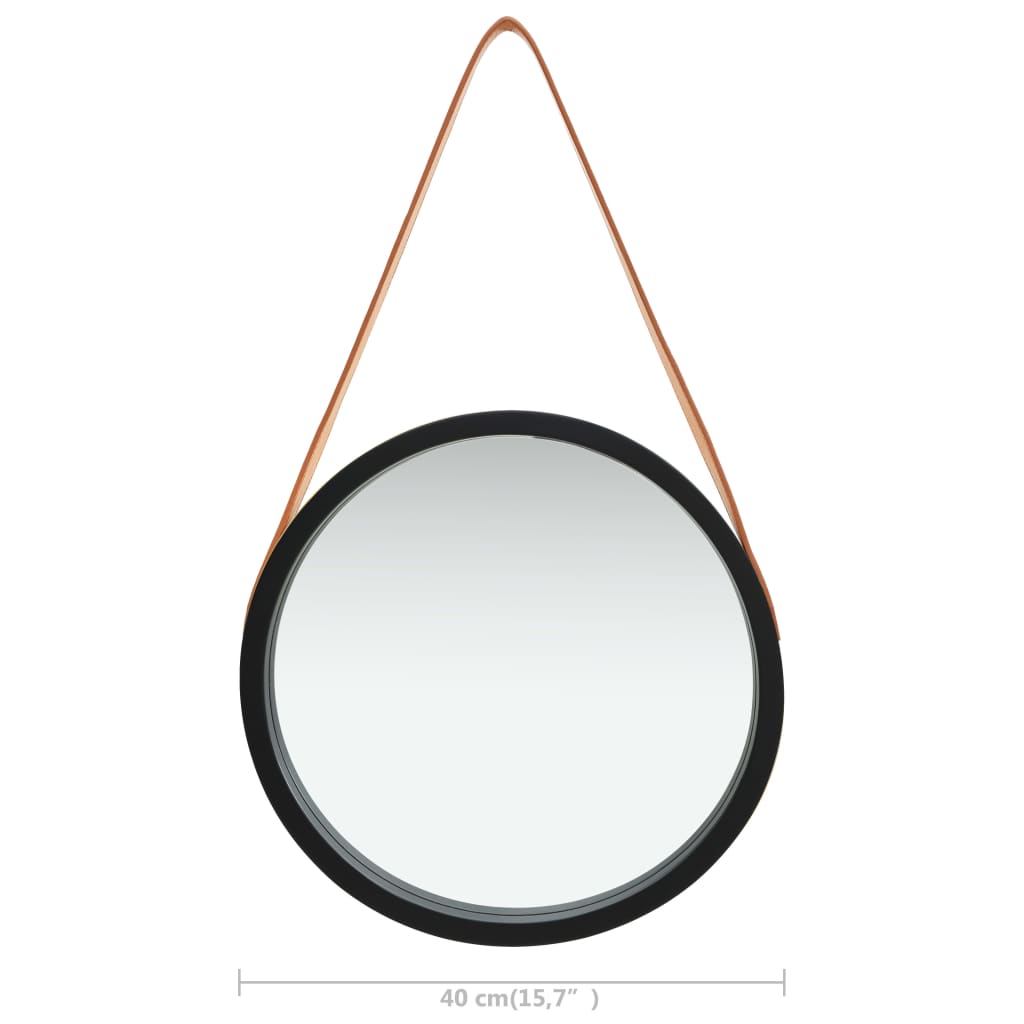 Wall Mirror with Strap 40 cm Black