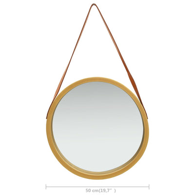 Wall Mirror with Strap 50 cm Gold