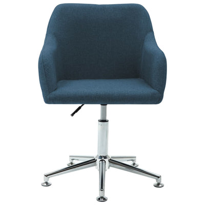 2x Swivel Dining Chairs Blue Fabric