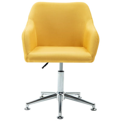 2x Swivel Dining Chairs Yellow Fabric