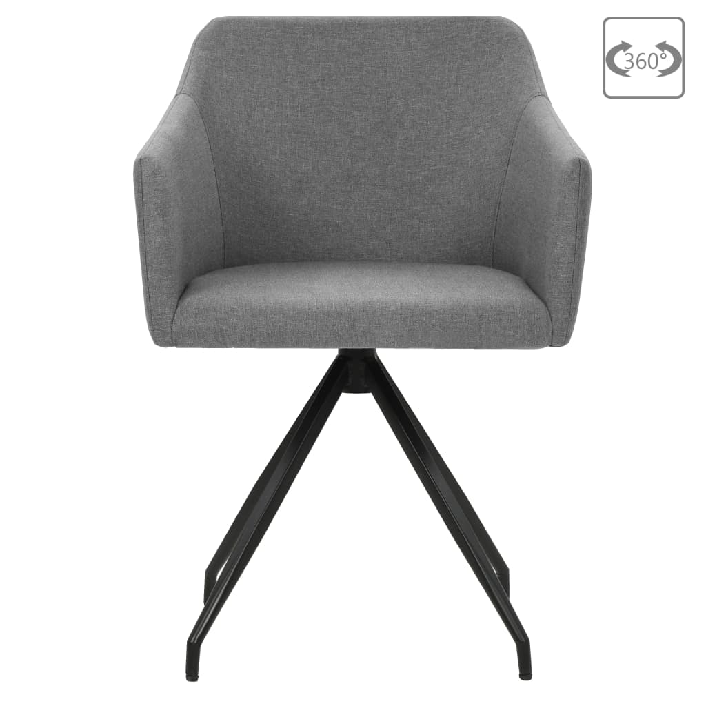 Swivel Dining Chairs 2 pcs Light Grey Fabric