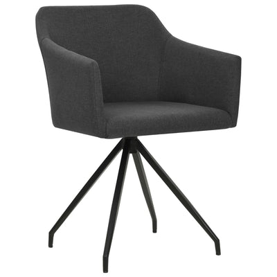 Swivel Dining Chairs 2 pcs Dark Grey Fabric