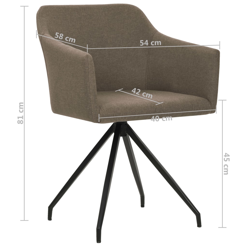 Swivel Dining Chairs 2 pcs Taupe Fabric
