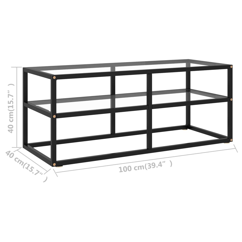 TV Cabinet Black with Tempered Glass 100x40x40 cm
