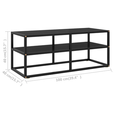 TV Cabinet Black with Black Glass 100x40x40 cm