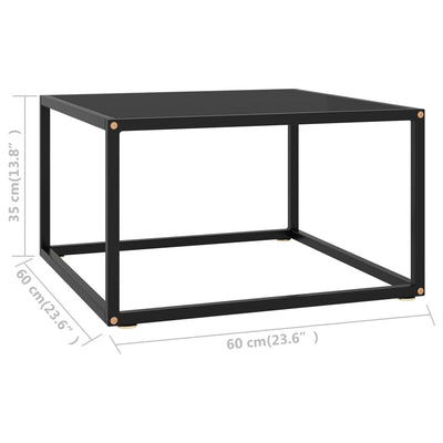 Coffee Table Black with Black Glass 60x60x35 cm