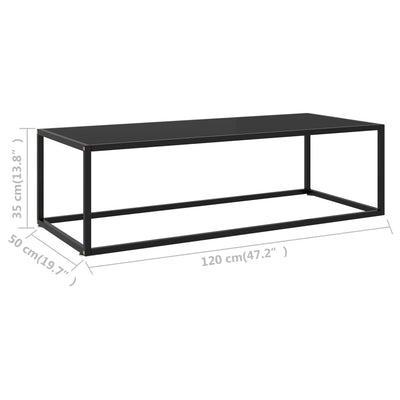 Coffee Table Black with Black Glass 120x50x35 cm