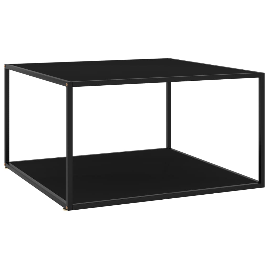 Coffee Table Black with Black Glass 90x90x50 cm