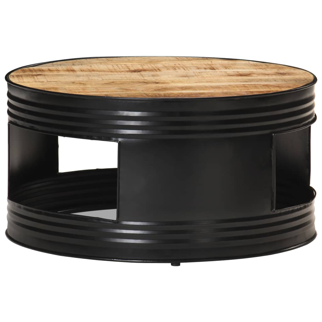 Coffee Table Black 68x68x36 cm Solid Rough Mango Wood