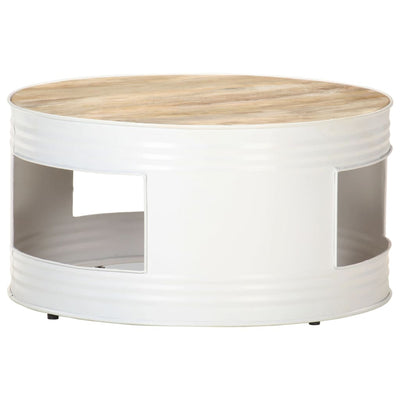 Coffee Table White 68x68x36 cm Solid Mango Wood