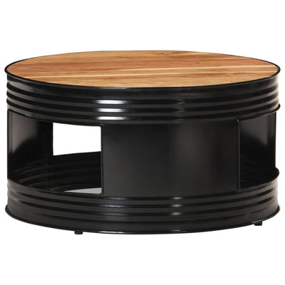 Coffee Table Black 68x68x36 cm Solid Acacia Wood