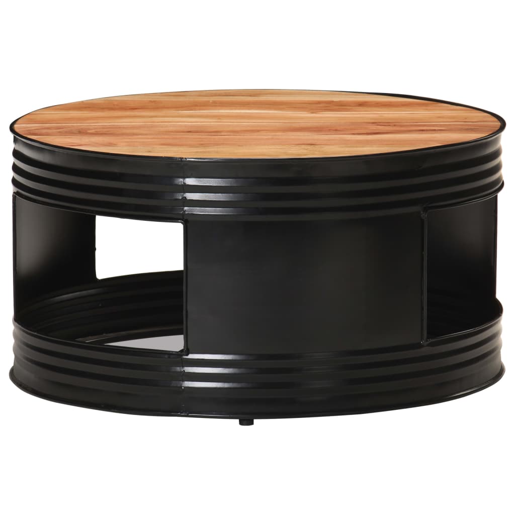 Coffee Table Black 68x68x36 cm Solid Acacia Wood