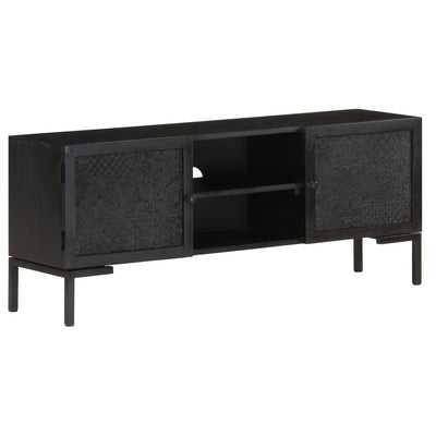 TV Cabinet Black 115x30x46 cm Solid Mango Wood