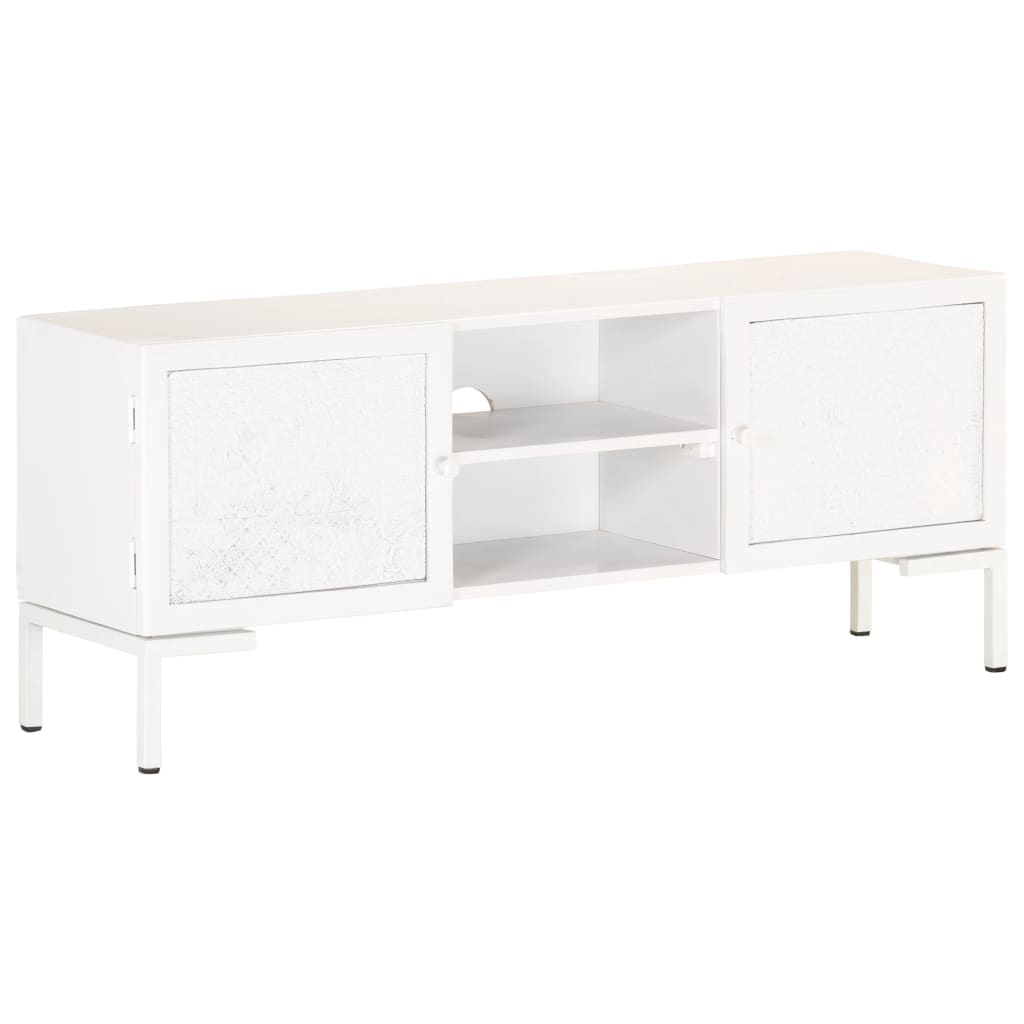 TV Cabinet White 115x30x46 cm Solid Mango Wood
