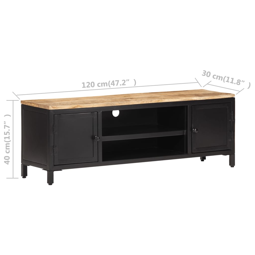 TV Cabinet 120x30x40 cm Solid Rough Mango Wood