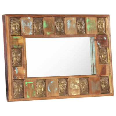 Mirror with Buddha Cladding 80x50 cm Solid Reclaimed Wood