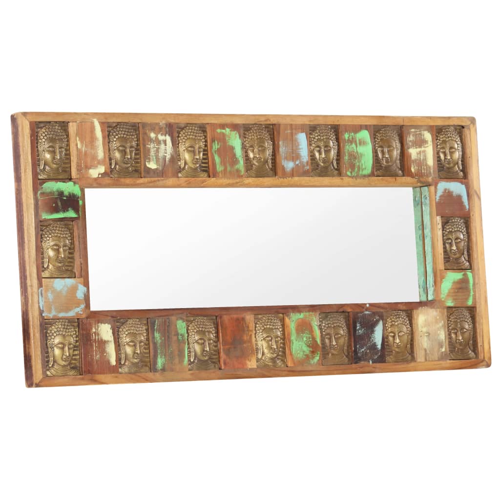 Mirror with Buddha Cladding 110x50 cm Solid Reclaimed Wood