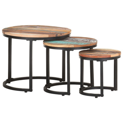Side Tables 3 pcs Solid Reclaimed Wood
