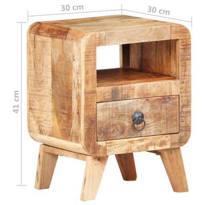 Bedside Cabinet 30x30x41 cm Rough Mango Wood
