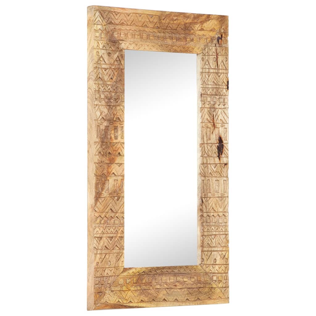 Hand-Carved Mirror 80x50x11 cm Solid Mango Wood