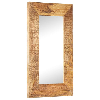 Hand-Carved Mirror 80x50x11 cm Solid Mango Wood