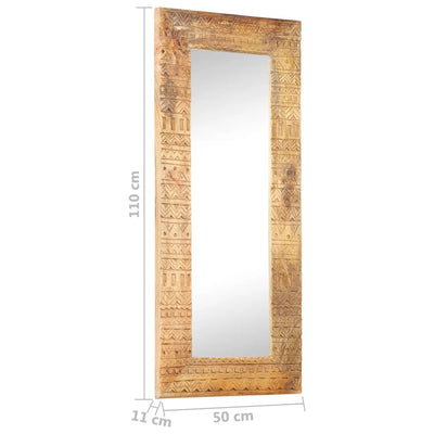 Hand-Carved Mirror 110x50x11 cm Solid Mango Wood