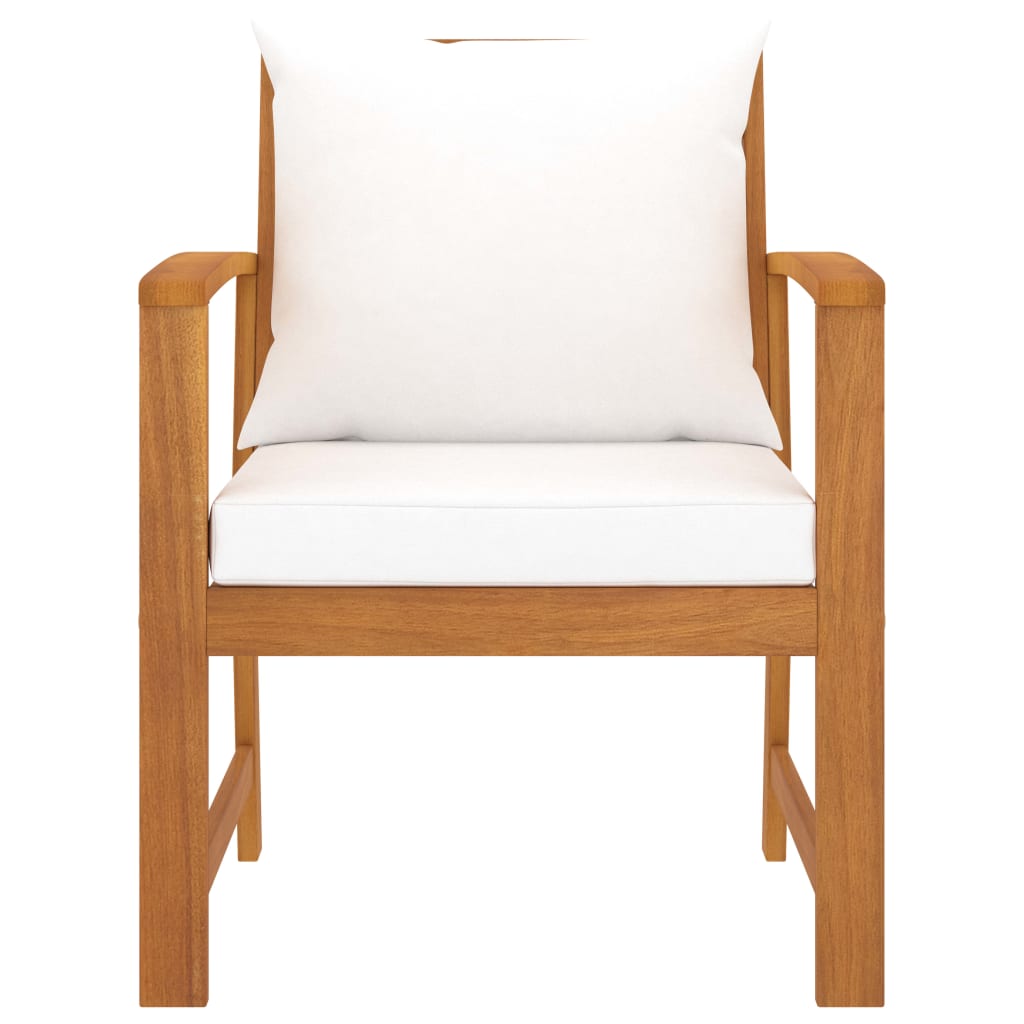 Garden Chairs 2 pcs with Cream Cushion Solid Acacia Wood