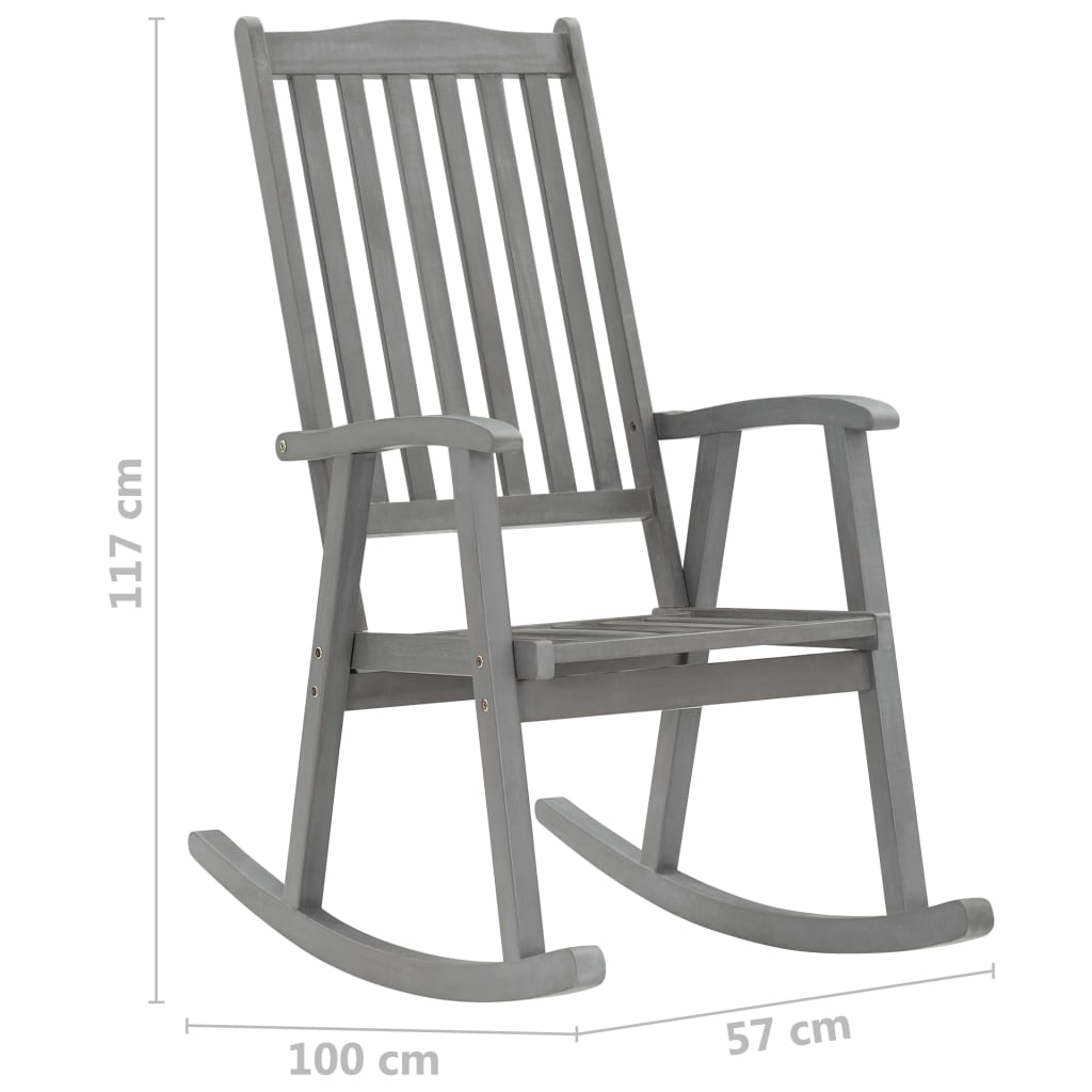 Rocking Chair Grey Solid Acacia Wood