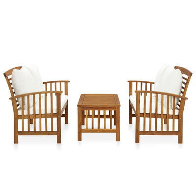 3 Piece Garden Lounge Set with Cushions Solid Acacia Wood