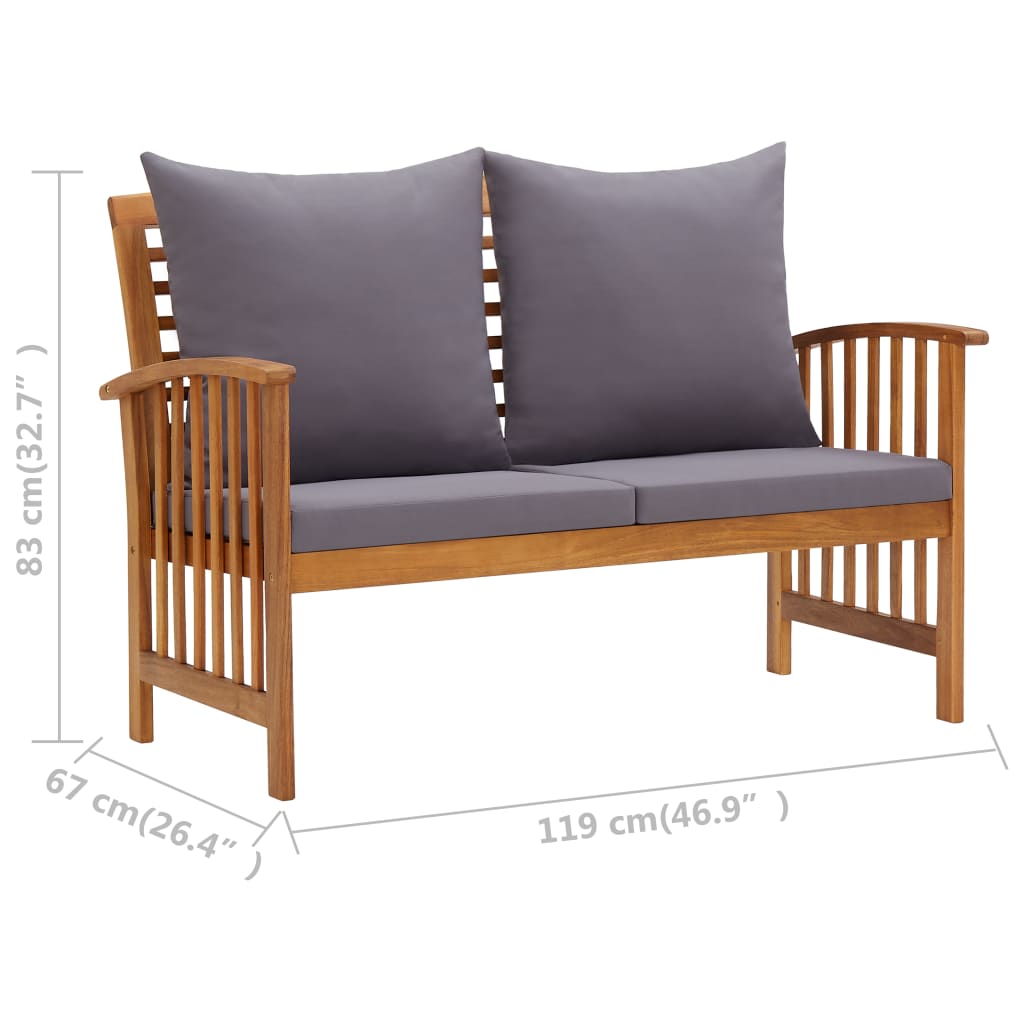 3 Piece Garden Lounge Set with Cushions Solid Acacia Wood (310261+310264)