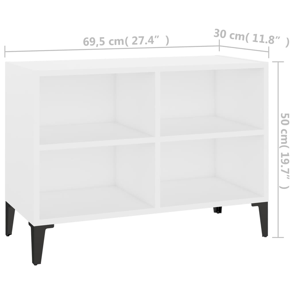 TV Cabinet with Metal Legs White 69.5x30x50 cm