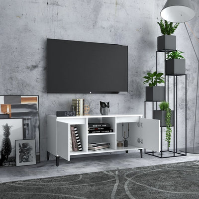 TV Cabinet with Metal Legs White 103.5x35x50 cm