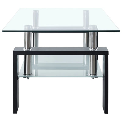 Coffee Table Black and Transparent 95x55x40 cm Tempered Glass