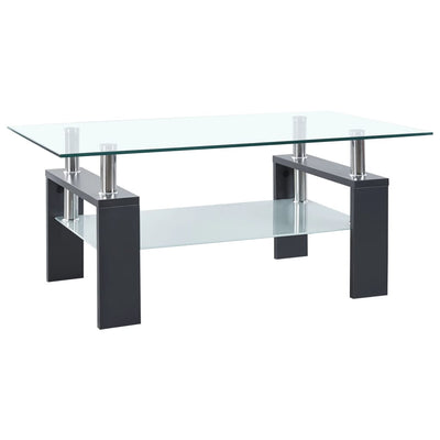 Coffee Table Grey and Transparent 95x55x40 cm Tempered Glass