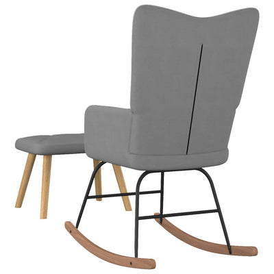 Rocking Chair with a Stool Dark Grey Fabric