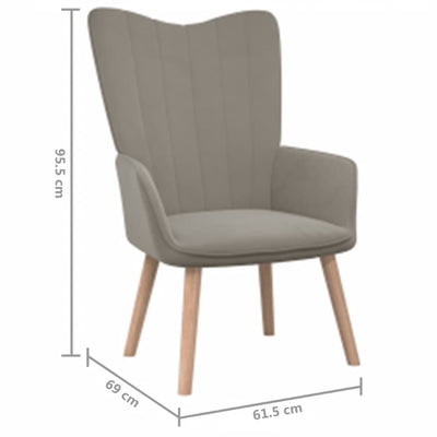 Relaxing Chair with a Stool Light Grey Velvet