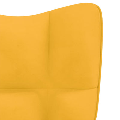 Relaxing Chair with a Stool Mustard Yellow Velvet